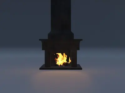 medieval fireplace lowpoly Low-poly 3D model