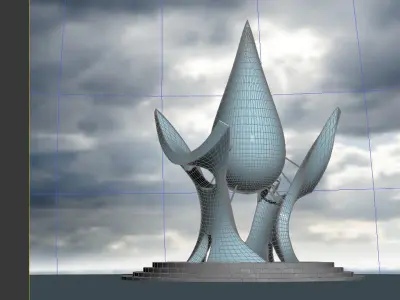 sculpture statue plaza modern Realistic exterior  3D model