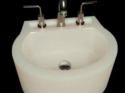 Photorealistic 3D Sink With Realistic Water Fluid Simulation Low-poly 3D model