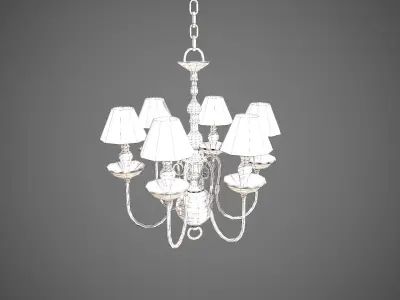 Vintage Chandelier White Low-poly 3D model