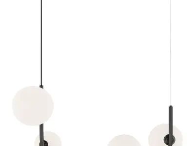 Marcan 4 Ball Chandelier Black Line Low-poly 3D model