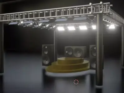 nightclub metal structure with lights 3D model