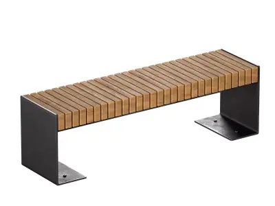 Street bench 3D model 3