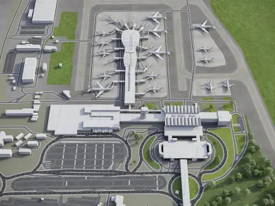 Bucharest Airport Low-poly 3D model