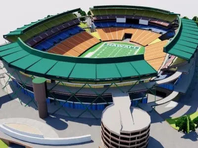 Aloha Stadium - Hawaii Low-poly 3D model