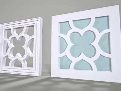 Highpoly Square Gothic Window Type3 3D model