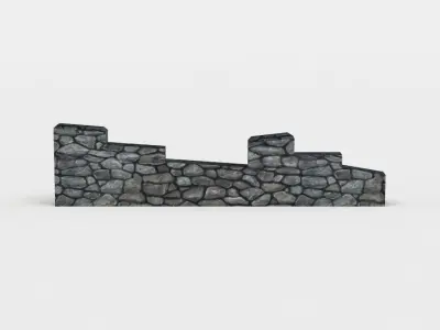 Damaged wall Low-poly 3D model