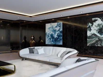 Modern Deco Living Room 3D Model 3D model
