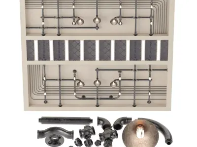 ceiling with pipe light 3D model