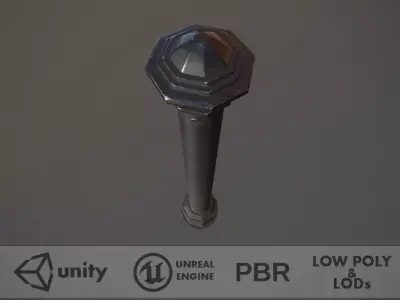 Barrier Bollard pack 3 Black v1 Low-poly 3D model