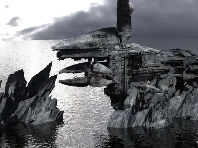 Hidden Ocean Relay Station Tower  Kitbash 3D model