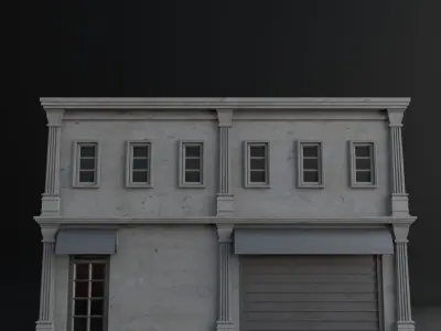 OLD RETRO CLASSICAL BUILDING 10 Low-poly 3D model