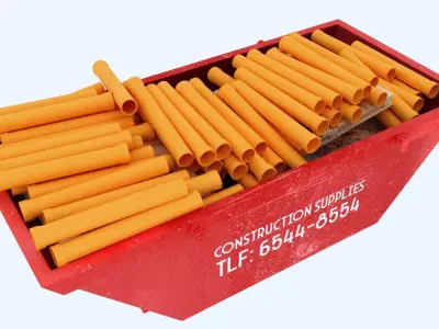 Industrial Container with PVC Pipes 3D model