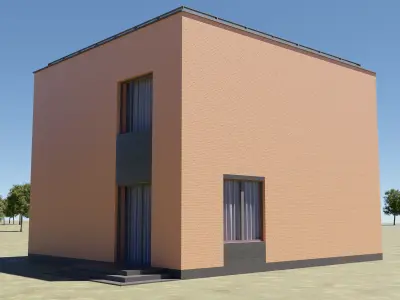 Modern house 3D model Low-poly 3D model