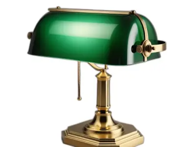 Classic Bankers Lamp Green Brass Low-poly 3D model