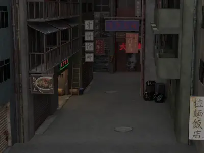 Japanease Street 3d Model Low-poly 3D model