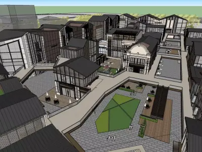 north american houses cluster architecture undergraduate 3D model