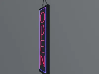 Neon Open Sign With Texture Low-poly 3D model