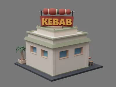 Kebab cafe Low-poly 3D model