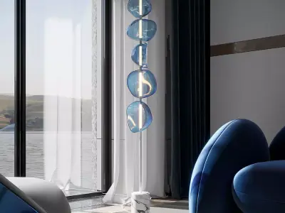 Modern Artistic Glass Floor Lamp with Marble Base 3D model
