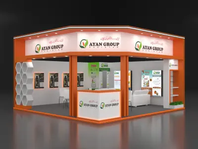 Exhibition Booth 01 20ft x 20ft x 14ft --Corner Low-poly 3D model