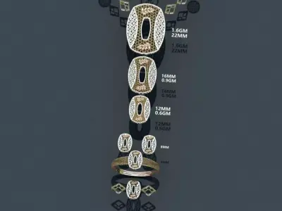 8 Submicron Precision  Modular 22KT Filigree Sets  3D print model
