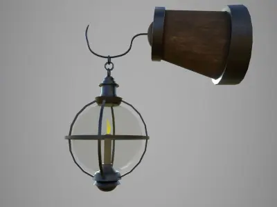 Medieval wall lamp Low-poly 3D model