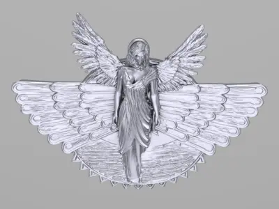 Assyrian Goddess of peace winged Sun Disc Pendant 3D print model