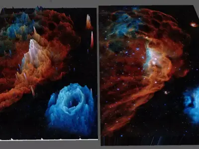 Low Res Tapestry of Blazing deep sky object 3d software analysis Free 3D print model