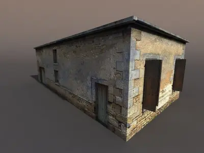 Derelict house low poly 75 Low-poly 3D model
