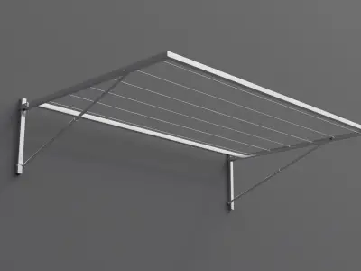 Wall-mounted clothes line Low-poly 3D model