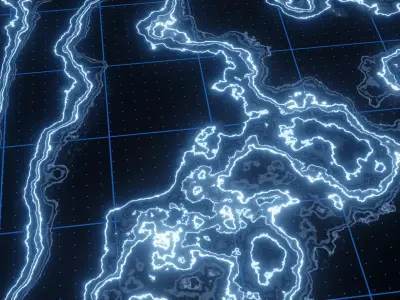 Sci-Fi Holographic Topographic Grid Map Low-poly 3D model