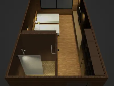 Simple bedroom plan - 2 3D model