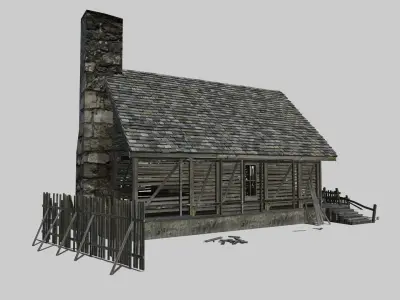 Derelict Cabin Low-poly 3D model