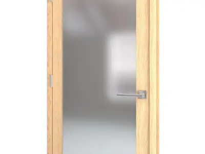 Door-020 wooden door with glass panel 3D model