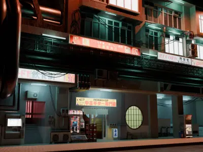 Cyberpunk Style Slum Apartment Low-poly 3D model