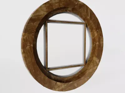 Round Wooden Window Low-poly 3D model