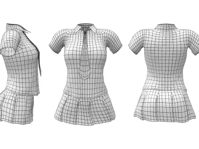 Mini School Uniform Low-poly 3D model