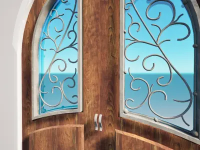 Rustic Round Door Low-poly 3D model