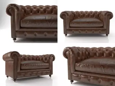 60 Kensington Leather Sofa 3D model