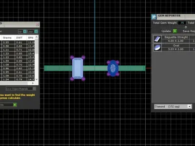 Open End Women Light Weight Band Baguette Oval Stone Ring 3D print model