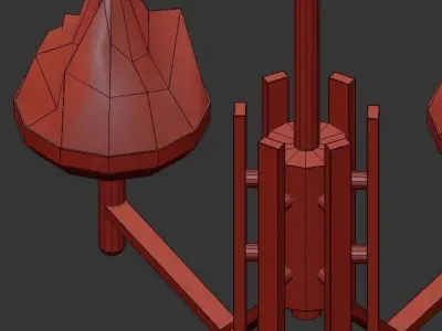 AMINA five light chandelier in brass with glass shades 3D model