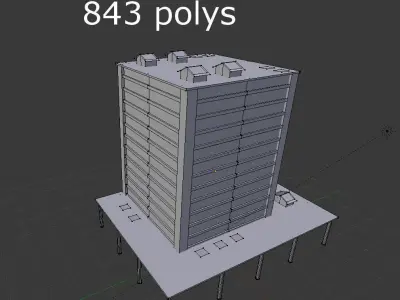 Commercial Building Low-poly 3D model