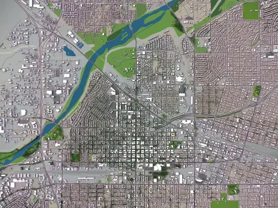 Bakersfield - 3D City Model Low-poly 3D model