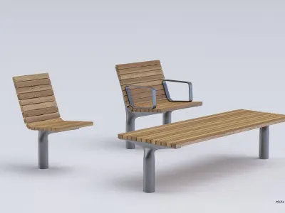 PARK MODERN BENCH MMCITE VLTAU 3D model