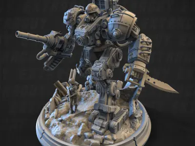 Iron Joe Fighting Mech Static Set 100mm 3D print model
