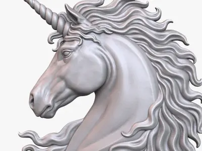  Unicorn Head Relief Sculpture 