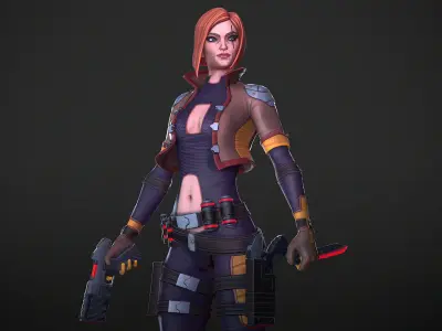 Sci-Fi Girl Mercenary 1 Game Ready 3D model Low-poly 3D model