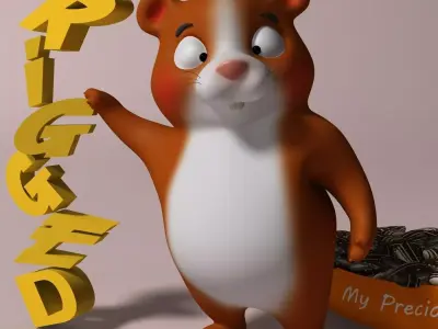 Cartoon Hamster Rigged  Low-poly 3D model