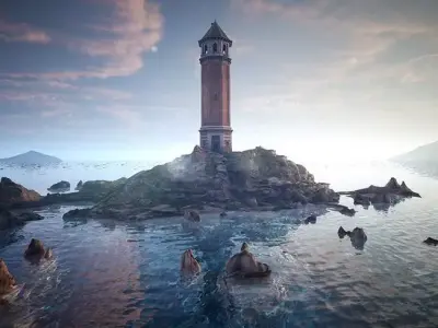 Lighthouse Island  High Quality Environment Low-poly 3D model